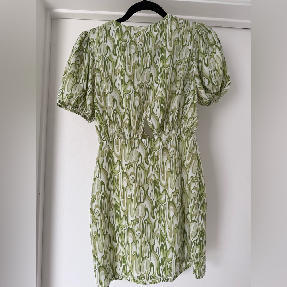 Nasty Gal Green and White Midi Dress